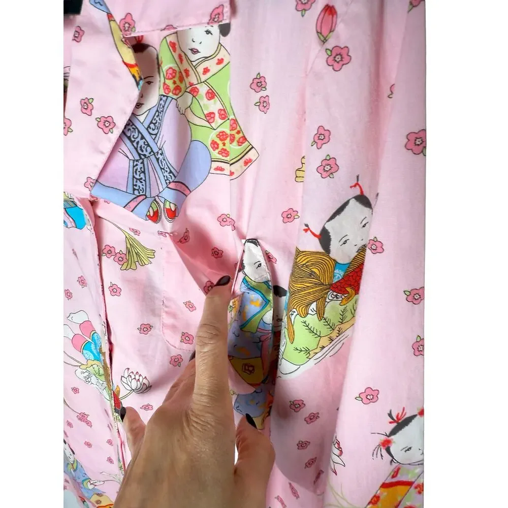 Nick & Nora Womens Big Babies Vintage Pink Emperor Empress Floral Pajama Top NWT - Picture 3 of 6